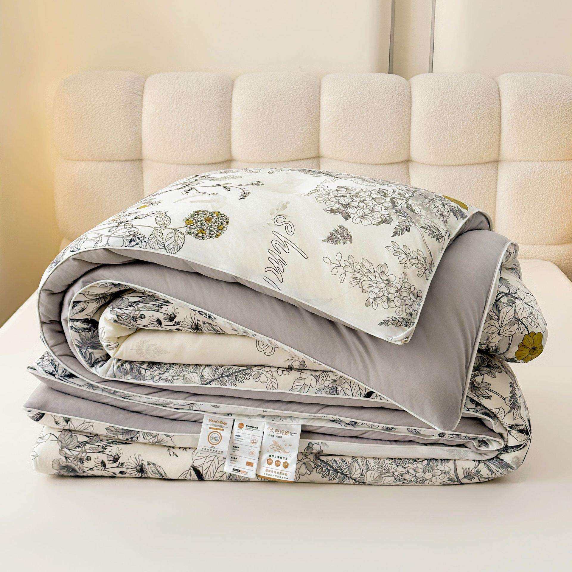 针织棉面料大豆被学生宿舍加厚保暖大豆被单双人秋冬被子被芯