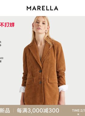 【2026早春新品】MARELLA 女装绒面翻领单排扣皮衣3441016402