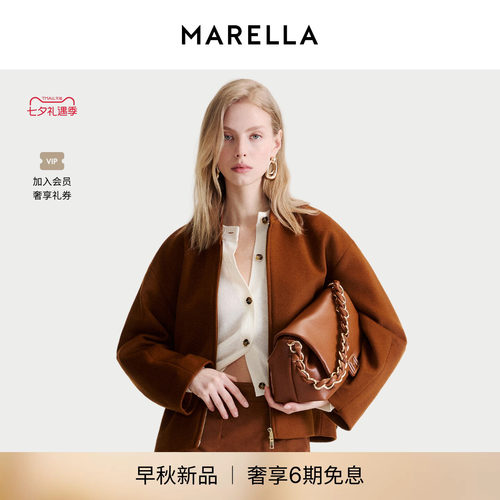 【2026早秋新品】MARELLA 女装绵羊毛混纺短款毛呢外套3086116102