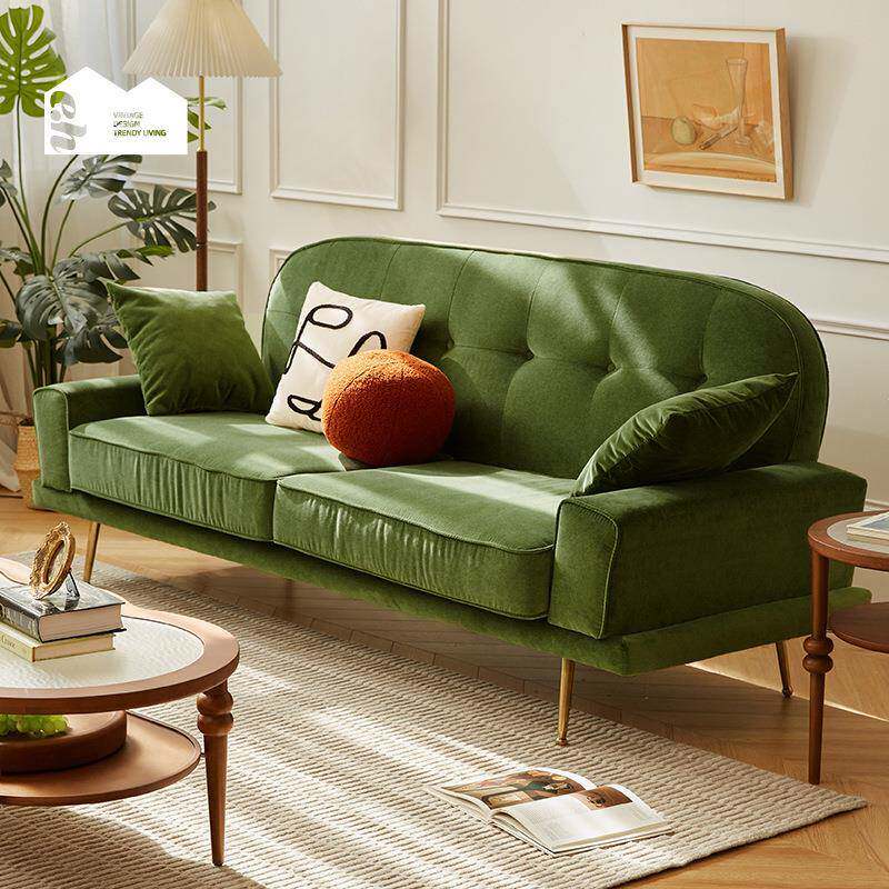 美式复古丝绒布艺沙发小户型客厅北欧简约现代中古拉点设计师沙发