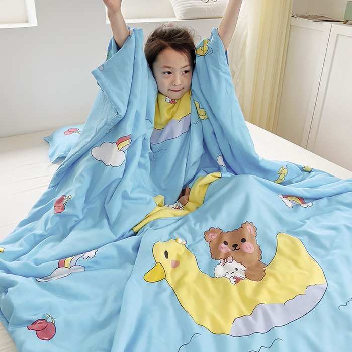 儿童夏季防踢被夏凉被两用凉感宝宝幼儿园防蹬睡袋大童防着凉神器