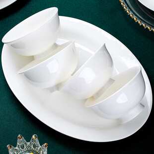 骨瓷碗碟餐具 景德镇纯白釉下彩家用套装陶瓷白色碗盘子白瓷组合