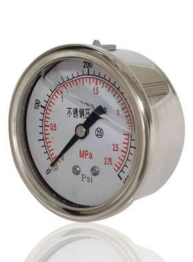 供全钢充油耐振压力表不锈钢轴向注油横装YNBF60Z 400PSI 2.75MPA