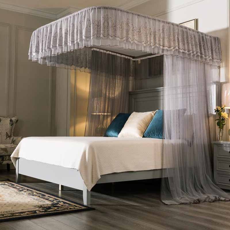 正顺U型导轨蚊帐家用公主风加厚加密 1.5m 2米床1.8床支架纹账