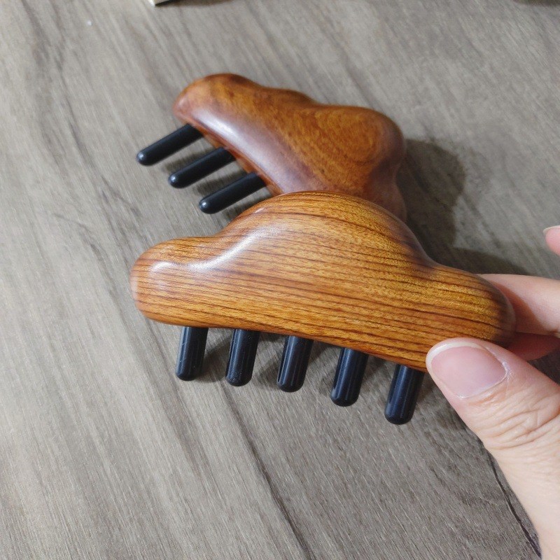 定制云朵非洲酸枝木梳按摩头部经络梳子女生全身刮痧木梳云朵按摩