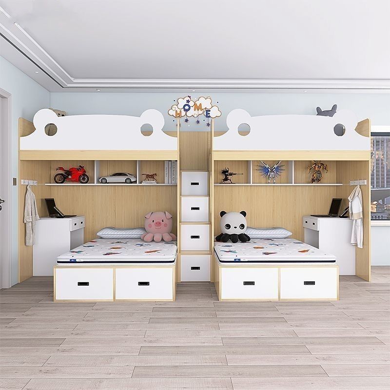 上下铺双层床姐弟互不打扰高低子母床小户型交错式多功能组合床