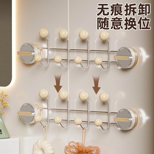 免打孔吸盘联排挂钩不锈钢强力承重家用浴室厨房门后双排圆球钩子