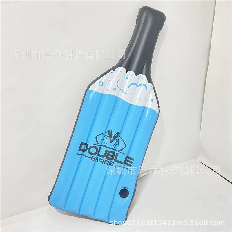 厂家现货PVC充气瓶子浮排天蓝色瓶水上躺椅广告浮排水上躺床