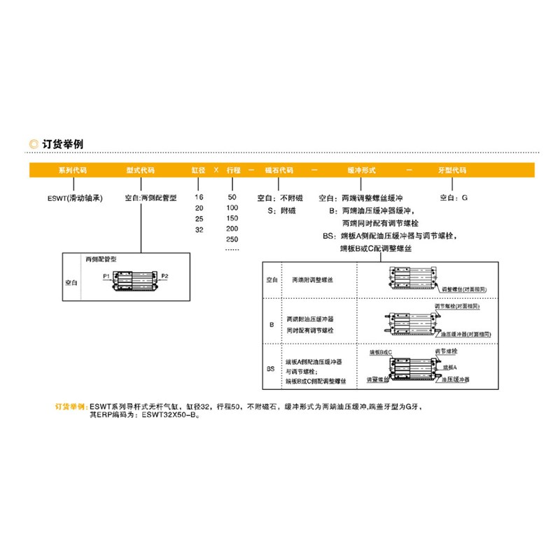 EMC亿太诺ESWT系列导杆型无杆气缸16/20/25/32