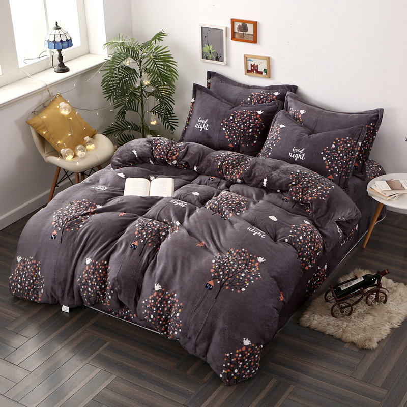 法兰绒四件套冬季加厚双面绒保暖韩版超柔珊瑚绒被套床单法莱绒