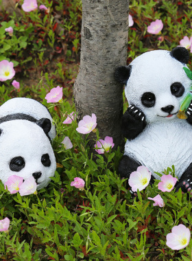 户外仿真动物熊猫树脂雕塑公园林草坪别墅庭院景观装饰工艺小摆件