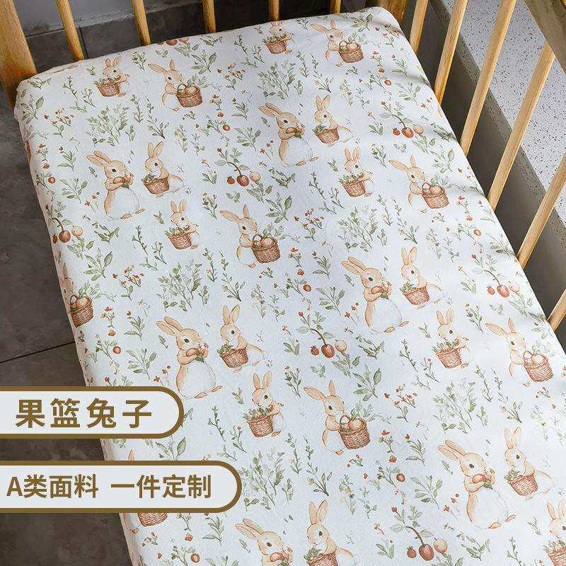 婴儿床A类纯棉床笠宝宝床单儿童新生儿拼接床垫套罩四季通用外贸