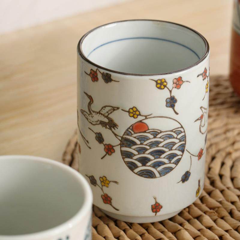 手彩绘大容量茶杯文艺插画陶瓷杯子无手柄直身杯家用随手杯杯