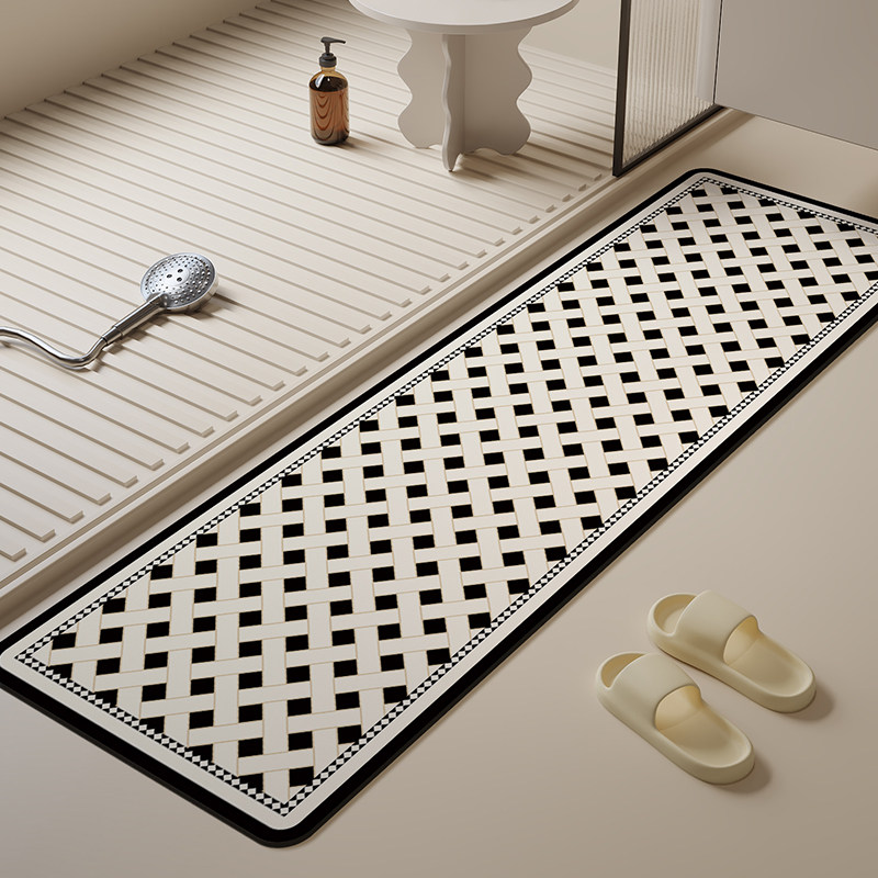 卫生间地垫浴室硅藻泥吸水防滑窄长条门槛石垫子厕所进门门口地毯