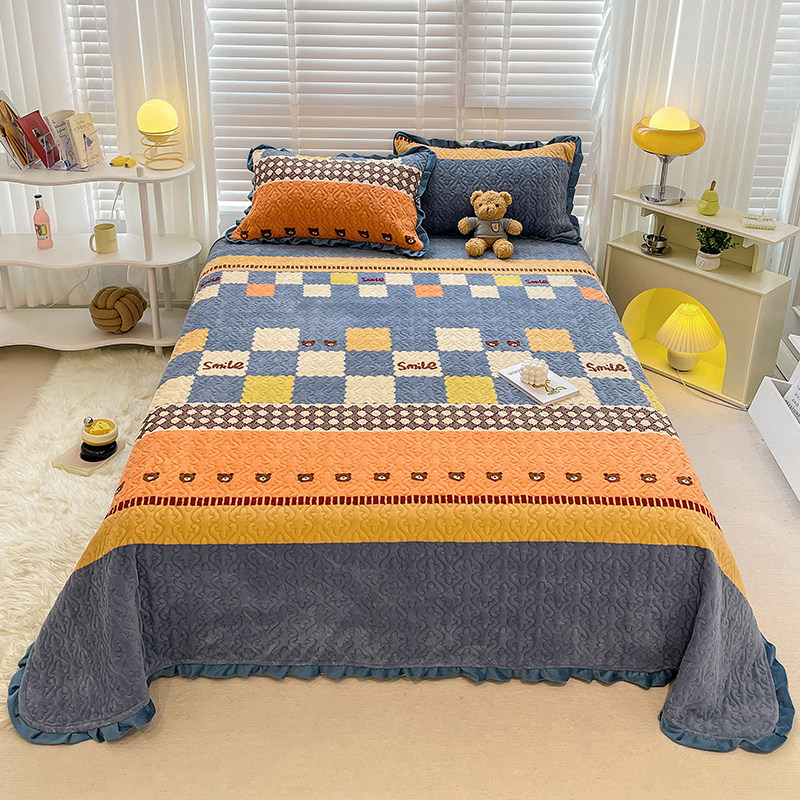 加厚牛奶水晶绒单件床盖榻榻米加绒可爱床单三件套法莱绒保暖盖毯,床上用品,床盖,淘宝优惠券,粉丝福利购,淘宝优惠卷