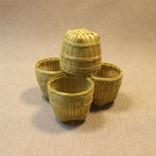 手工竹编茶漏 编织滤茶器 泡茶过滤器 精编小箩筐 斗笠竹篓