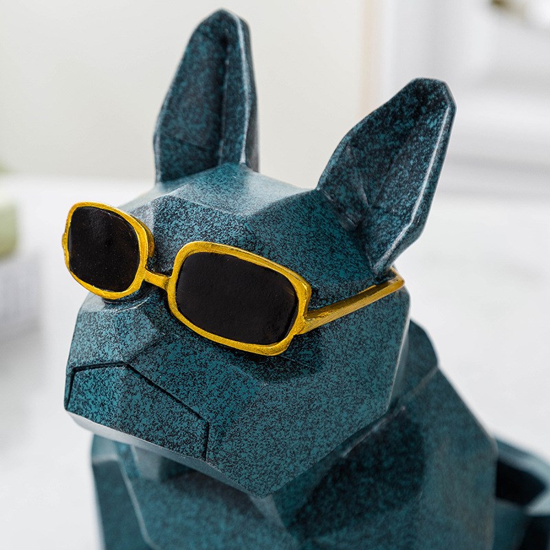 现代简约茶几餐桌抽纸盒创意法斗动物收纳狗摆件美式纸巾盒装饰品