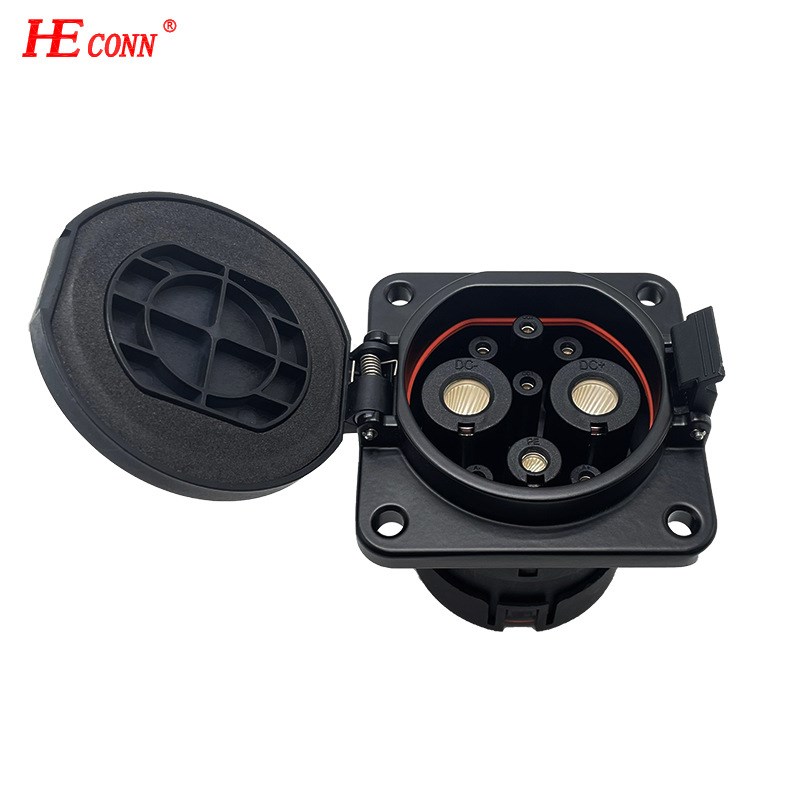 新能源电动汽车国标250A快充充电插座1100v440V充电座3孔DC固定座