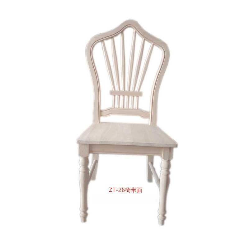 美式复古休闲椅白茬实木家具凳子白坯广东佛山椅子美式单人椅