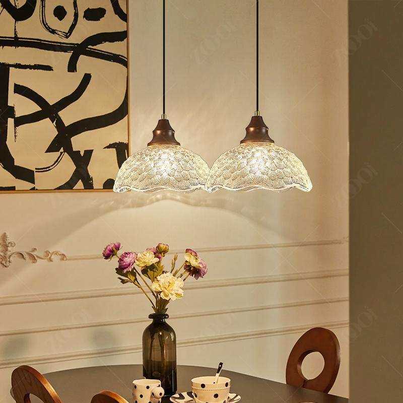 卓琪美式餐厅专用吊灯中古风饭厅三头家装2025年新款复古玻璃灯具