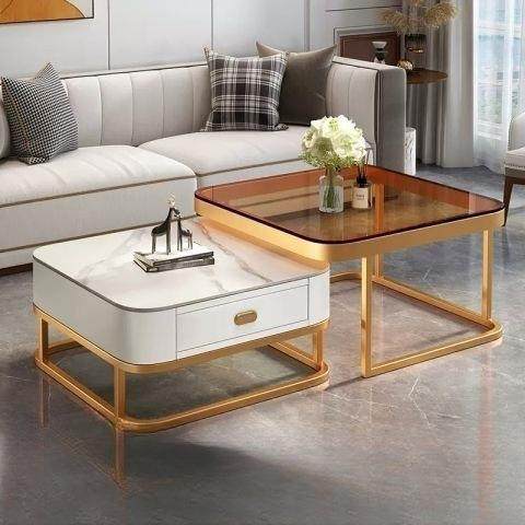 方形茶几客厅家用轻奢岩板小户型现代简约新款小桌子网红玻璃茶几