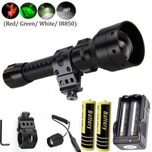 10W旋转调焦T50手电筒红光绿光白光火炬灯940nm红外手电筒