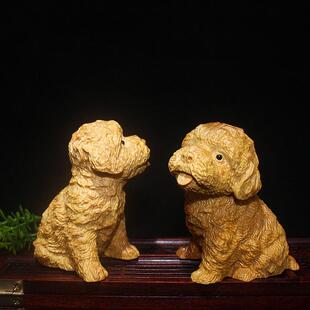 直销太行崖柏木雕十二生肖狗摆件雕刻狗木质办公家居摆件
