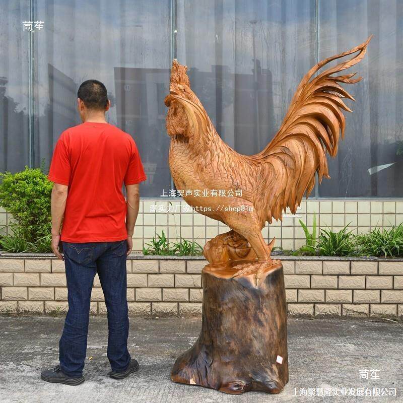 大型香樟崖柏木雕生肖雕刻猪牛马龙龟工艺品家居玄关办公摆件其他