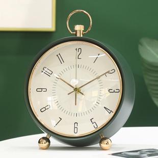 金属静音轻奢北欧桌钟家用台式客厅时尚钟表坐钟时钟摆钟摆件表桌