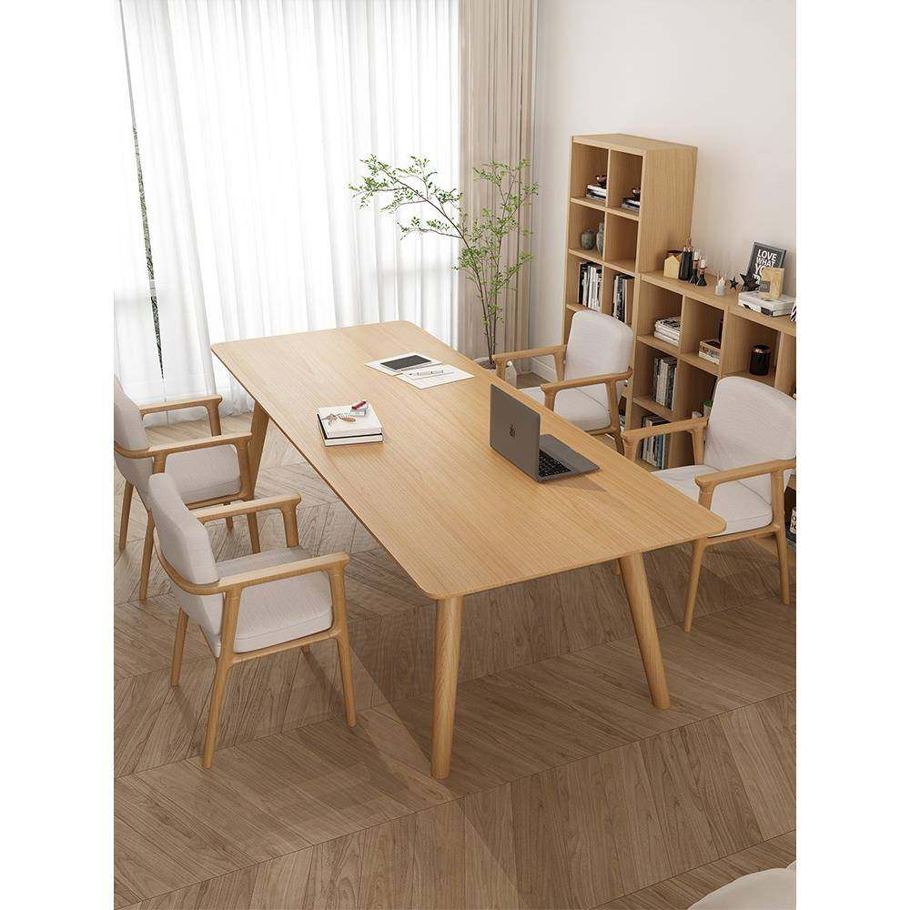 北欧客厅实木双人办公桌家用多人电脑桌大工作台书法桌长条桌