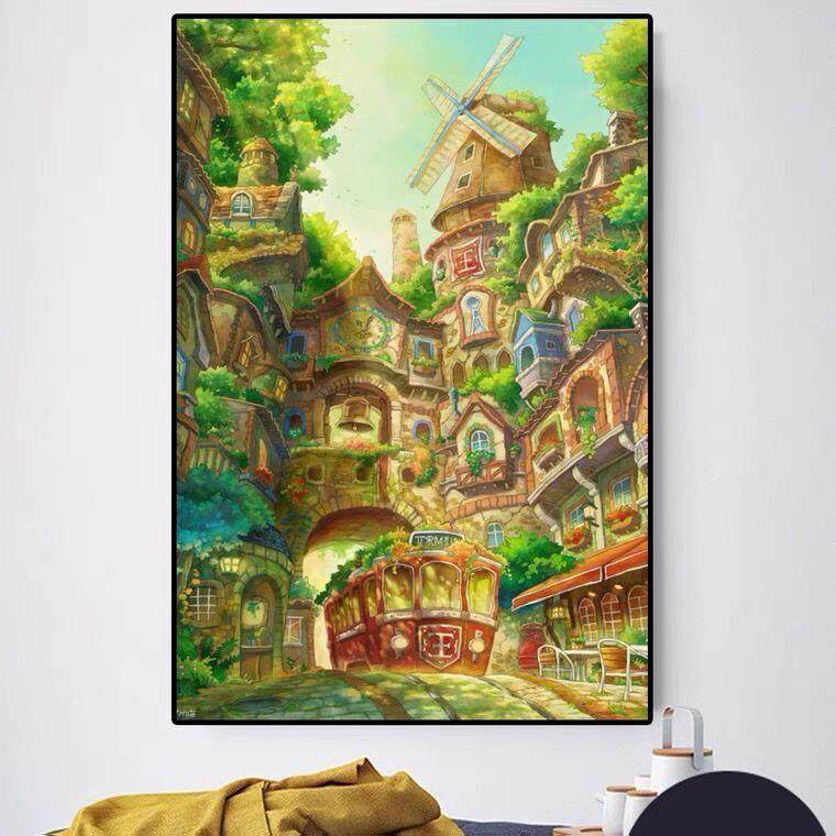 卡通童话小屋十字绣2024新款线绣客厅小幅卧室小件自己绣手工满绣