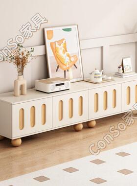 CSP2奶油风网红电视柜客家用新款落地收纳储物柜一体小户型电