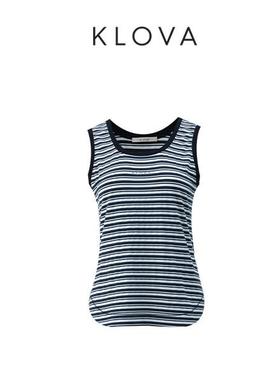 【KLOVA】夏季藏蓝色条纹U型领背心 【H】 BT2234(UN)