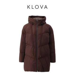 【KLOVA】冬季朱古力色连帽中长款羽绒服  YZ5442(UN)