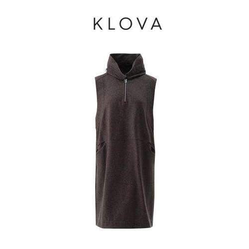 【KLOVA】冬季深栗色连帽领马甲式连衣裙  LY5456(UN)