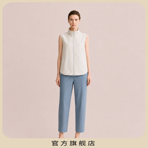 时尚优雅连帽拉链无袖宽松马甲