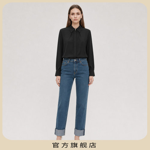 KLOVA秋季新品抽褶翻领长袖衬衫