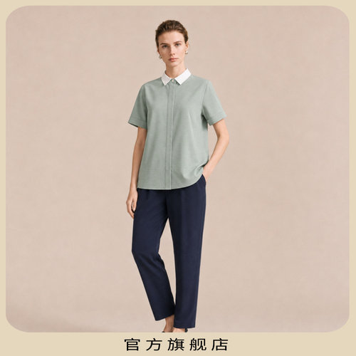 KLOVA夏季薄荷绿商务短袖衬衫