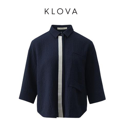 【KLOVA】春秋花青蓝肌理七分袖外套  SW5193(UN)