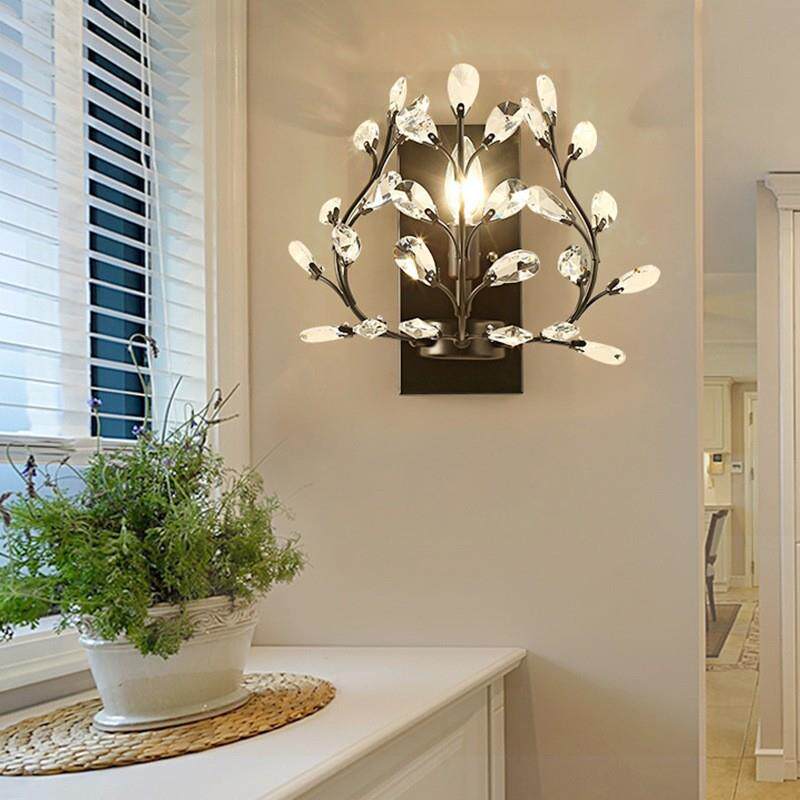 美式水晶电视墙壁书房灯跨境卧室床头阳台玄关过道客厅装饰壁灯