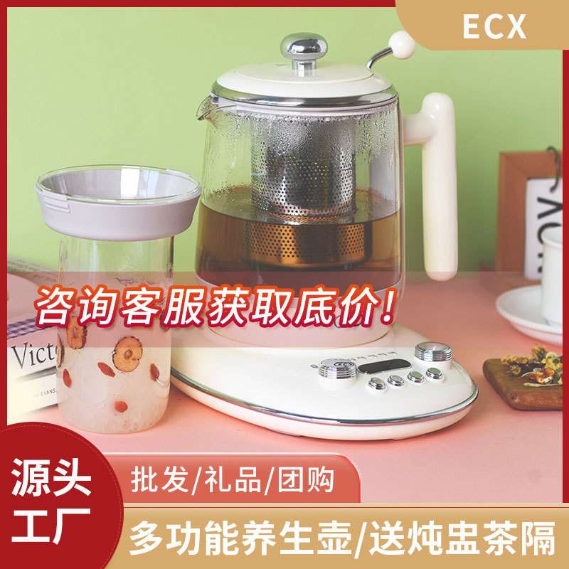 ECX养生壶家用小型多功能办公室烧水壶全自动玻璃炖煮一体花茶壶 - 实物图