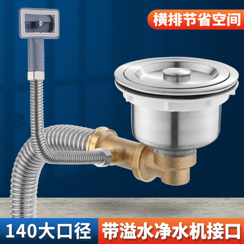 厨房不锈钢下水管配件140下水器提篮侧方墙排净水机接口防烫防鼠