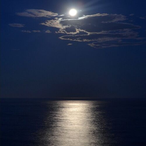 金星合月大海夜空海面满月海上升明月房间玄关挂画无框画装饰画