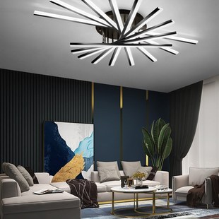 客厅灯简约现代优雅 纳维亚创意艺术线餐厅 Led大厅吸顶灯斯堪