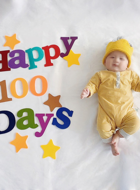 宝宝儿童百天派对装饰无纺布happy 100 days百日宴拍照字母道具