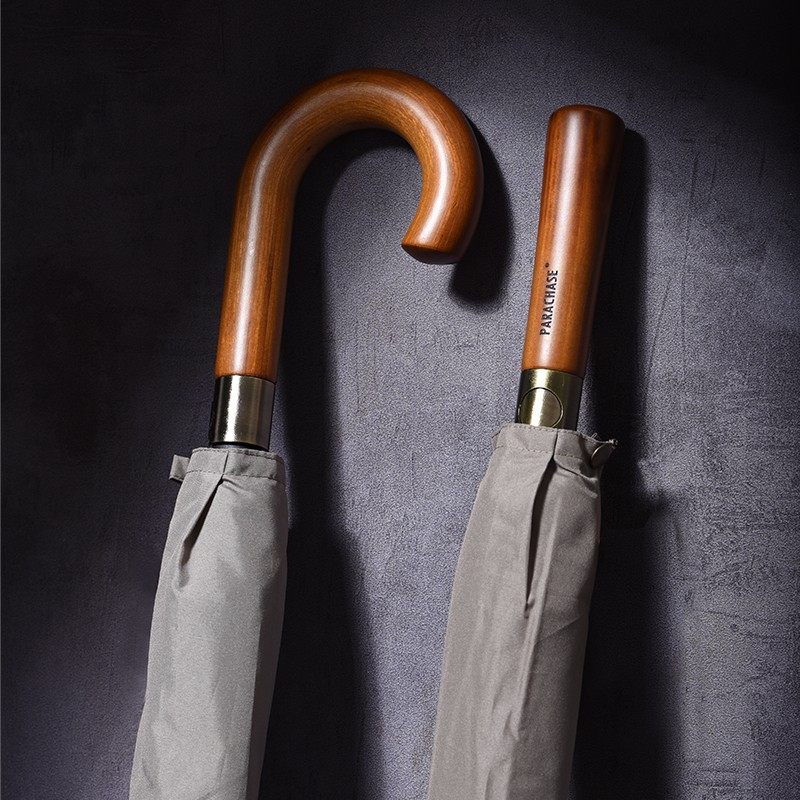 木把双层防风120cm加大长伞复古商务双人大雨伞男简约自动长柄伞