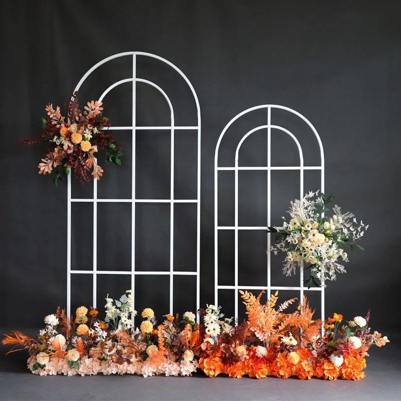 新款婚庆道具婚礼背景铁艺方框几何屏风花田喜事花架森系花拱门