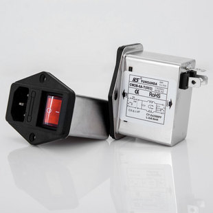 YUNSANDA三合一220v插座净化带开关双保险IEC电源滤波器CW2B