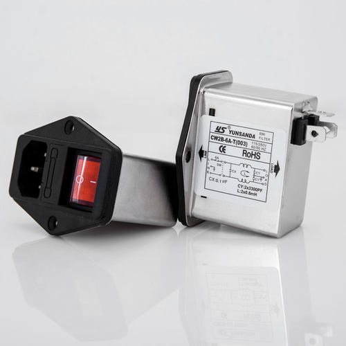 YUNSANDA三合一220v插座净化带开关双保险IEC电源滤波器CW2B-3A-T