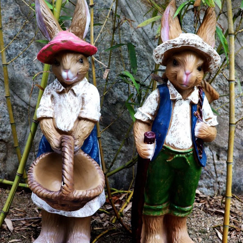 户外卡通大号情侣兔子花园别墅装饰摆件乡村田园复古庭院道具造景